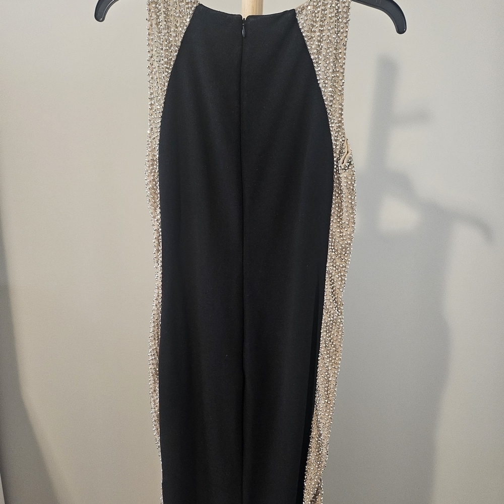 Xscape Elegant Black and Gold Mini Dress - Picture 2 of 5